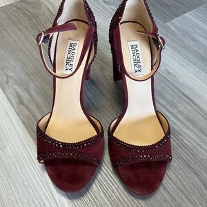 Badgley Mischka Deep Red Heels with Ankle Strap